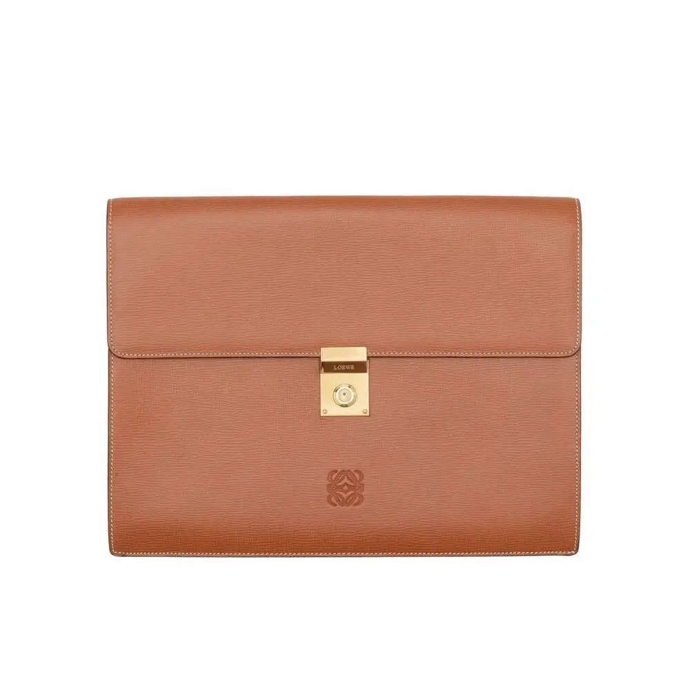 LOEWE Anagram Embossing Leather Clutch Bag Brown 13-15” Laptop Case Sleeve